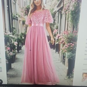 EVER PRETTY WOMAN PURPLE ORCHID A LINE LEAF MAXI PROM DEESS